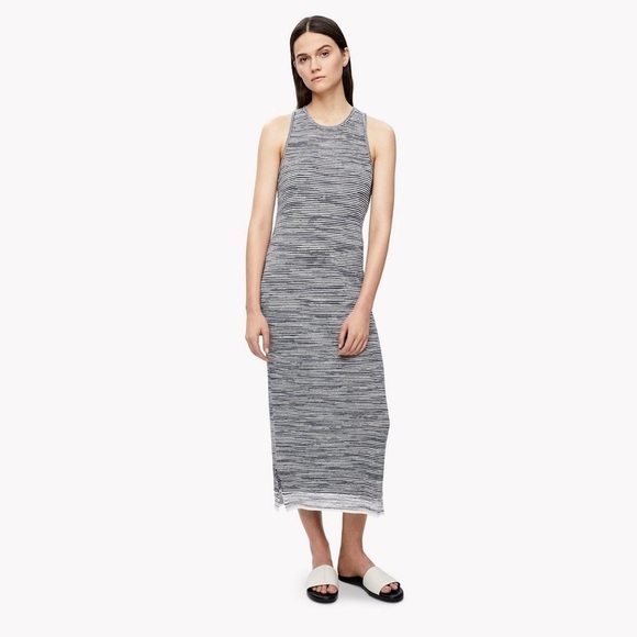 Theory Dresses & Skirts - Theory Space-Dye Tank Racerback Midi Dress Blue and White Sz Small